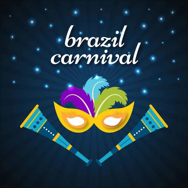 Brazilian Carnival White Typography Blue Shining Lininig Background Yellow Carnival — Stock Vector