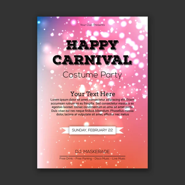 Happy Brazilian Carnival Festival Carnival Colorful Brochure Black Typography Sample — Stock Vector