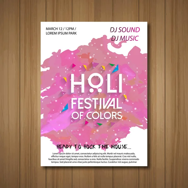 Mutlu Holi Festivali Renkli Suluboya Yaratıcı Tipografi Örnek Metin Sahip — Stok Vektör