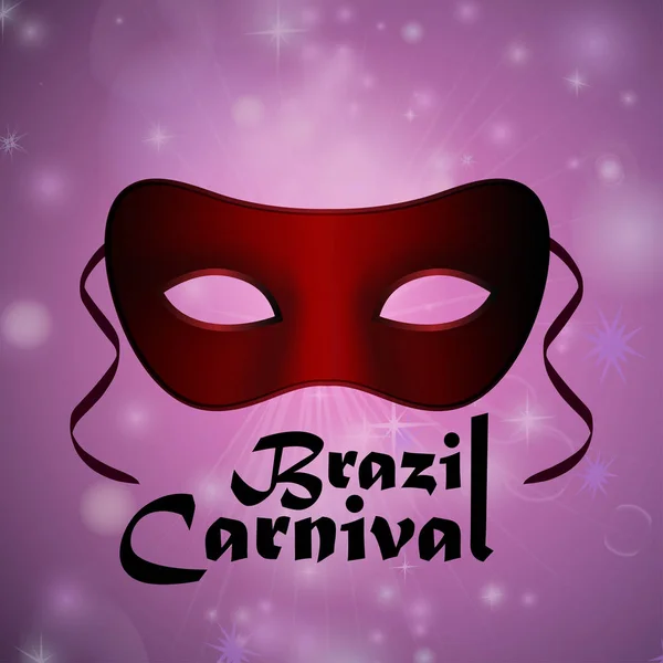 Červená Karneval Maska Růžové Lesklé Pozadí Černým Typografie — Stockový vektor