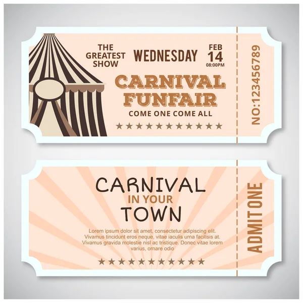 Happy Brazilian Carnival Festival Carnival Circus Show Tickets Grey Background — Stock Vector