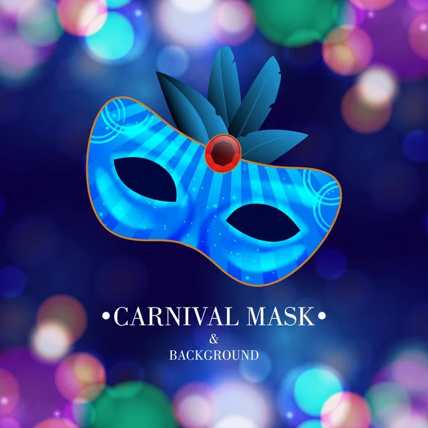 Backgorund Bleu Abstrait Flou Avec Masque Bleu Carnaval Détaillé Avec — Image vectorielle