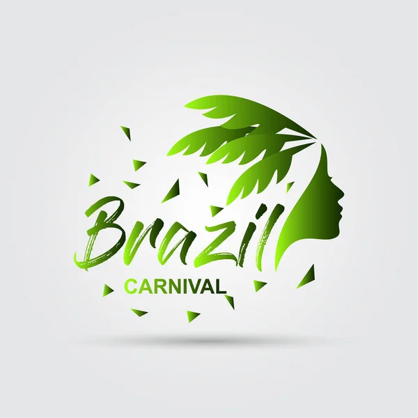 Happy Brazilian Carnival Festival Carnival Poster Having Green Creative Typography — Stock Vector