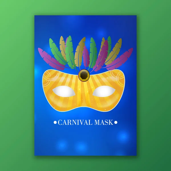 Heureux Festival Carnaval Brésilien Carnaval Bleu Brillant Brochure Ayant Masque — Image vectorielle