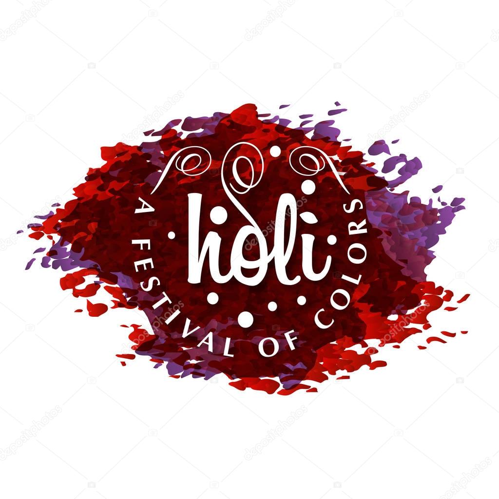 happy holi festival. white holi background having creative typography and multi water colors