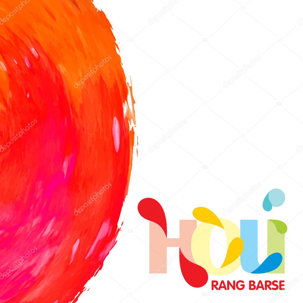 happy holi festival. white holi background having creative typography and multi water colors