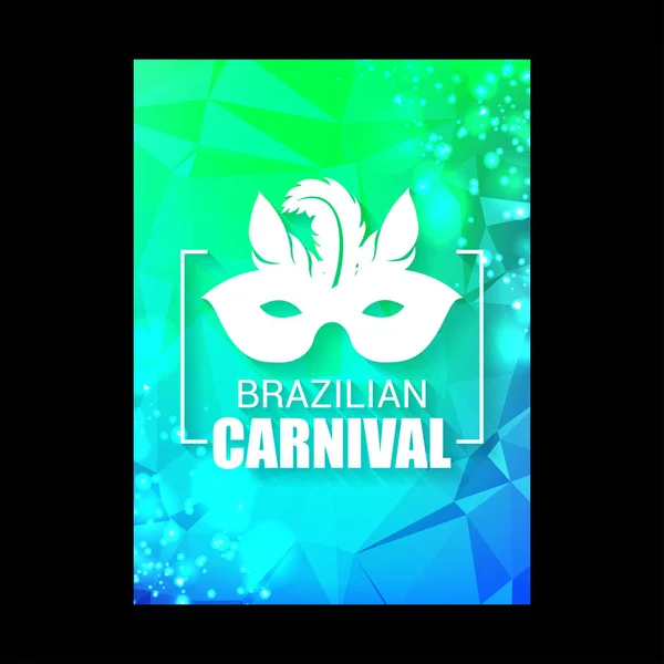 Happy Brazilian Carnival Festival Carnival Colorful Polygonal Brochure Having White — Stock Vector