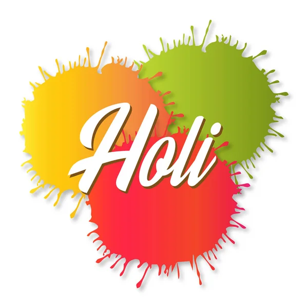 Festival Happy Holi Tvůrčí Typografie Multi Vodové Barvy Pozadí Bílé — Stockový vektor