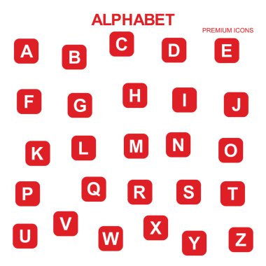 Beyaz arka plan üzerinde izole alfabe Icons set tasarımını illüstrasyon vektör
