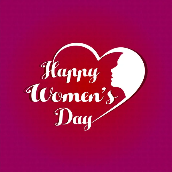 Cartão Saudação Para Dia Das Mulheres Com Coração Cabeça Humana — Vetor de Stock