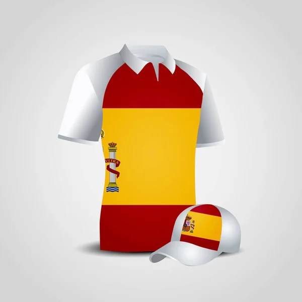 Camiseta Gorra Con Banderas España Vector Ilustración — Vector de stock