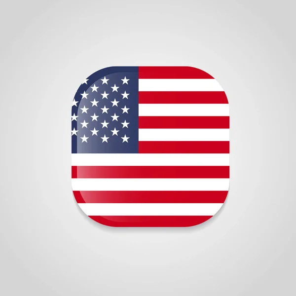 Ronde Vierkante Vorm Usa Vlag Pictogram Vector Illustratie — Stockvector