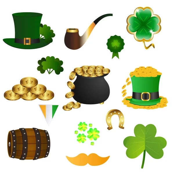 Set Saint Patricks Day Icons Vector Illustration — Stock Vector