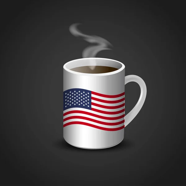 Tazza Caffè Con Icona Stampata Bandiera Usa Vettore Illustrazione — Vettoriale Stock