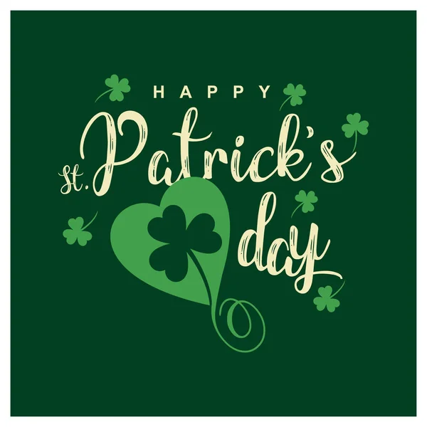 Bannière typographique Happy St Patricks avec fond vert foncé — Image vectorielle