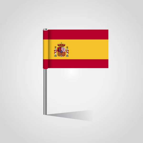 Bandera España Con Soporte Vector Ilustración — Vector de stock