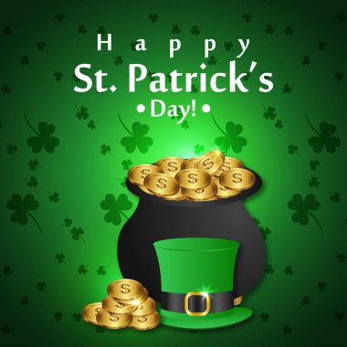 Mutlu Saint Patricks Günü tebrik kartı, vektör, illüstrasyon 