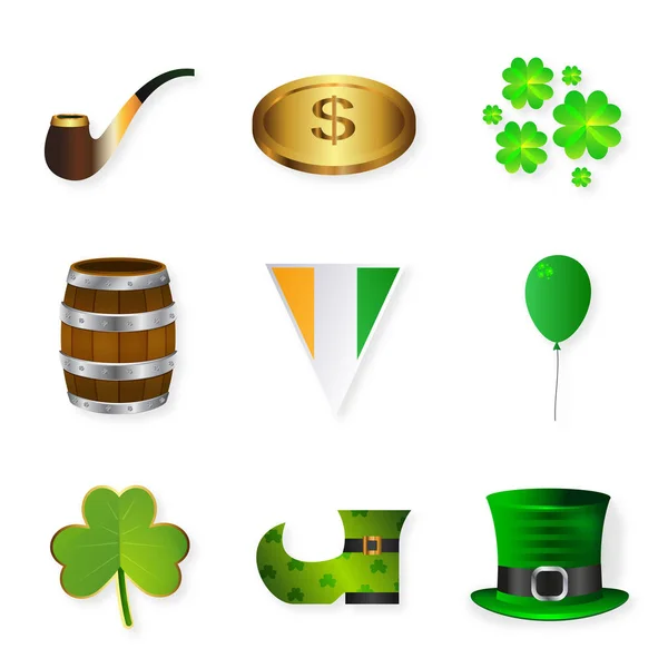 Set Saint Patricks Day Icons Vector Illustration — Stock Vector