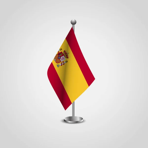 Spanien Flagga Med Stativ Vektor Illustration — Stock vektor