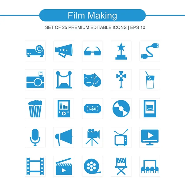 Set Film Making Icons Vector Illustration — Stock Vector