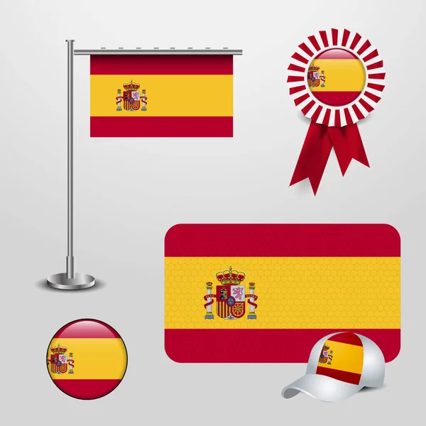 Set Items Spain Flags Vector Illustration — Stock Vector