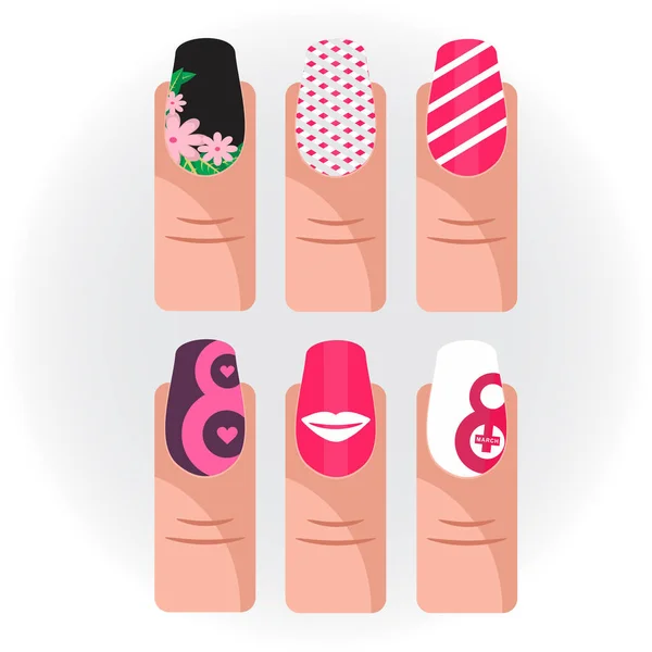 Conjunto Iconos Pintura Uñas Vector Ilustración — Vector de stock