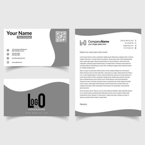 Set Brochure Visiting Cards Grey Theme Vector Illustration — Stock Vector