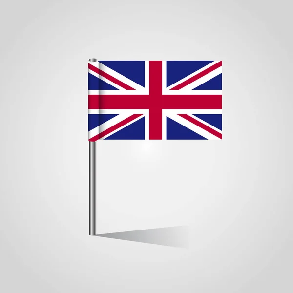 Drapeau Britannique Avec Support Vecteur Illustration — Image vectorielle