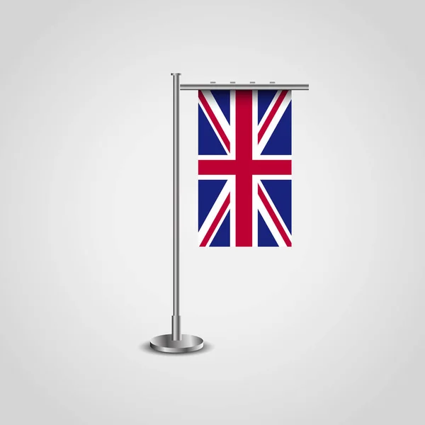 Bandera Británica Con Soporte Vector Ilustración — Archivo Imágenes Vectoriales