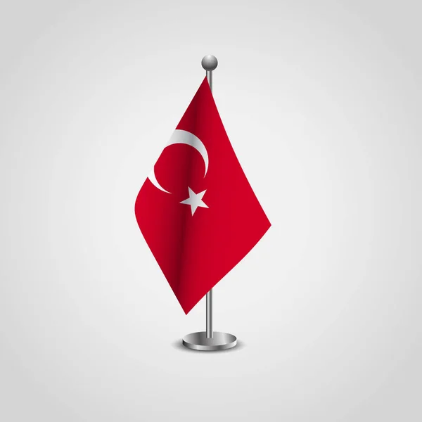 Ilustrasi Vektor Berwarna Dari Bendera Turki Desain Cetak Untuk Souvenir - Stok Vektor