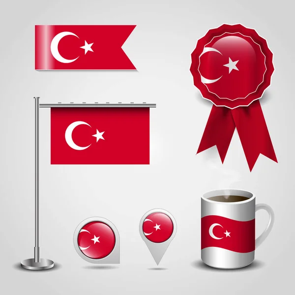 Farverig Vektor Illustration Tyrkisk Flag Print Design Til Souvenirs – Stock-vektor