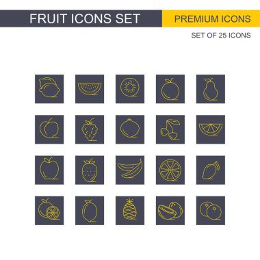 dizi meyve simgeler, vektör, illüstrasyon