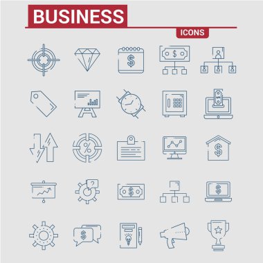 İş simgeler kümesi, renkli vektör çizim