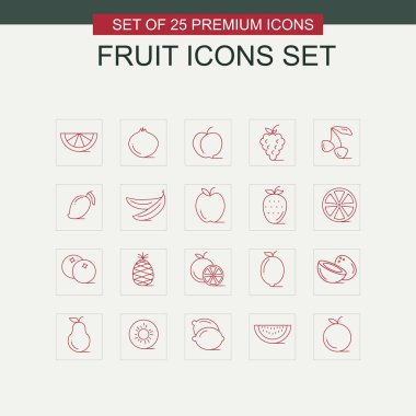 Gri arka plan üzerinde meyve Icons set 