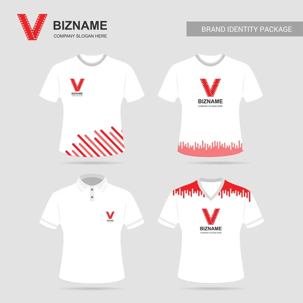 Camisas Publicitarias Compnay Con Diseño Único Logotipos Vídeo Vector Ilustración — Vector de stock