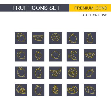 Beyaz arka plan üzerinde meyve Icons set 