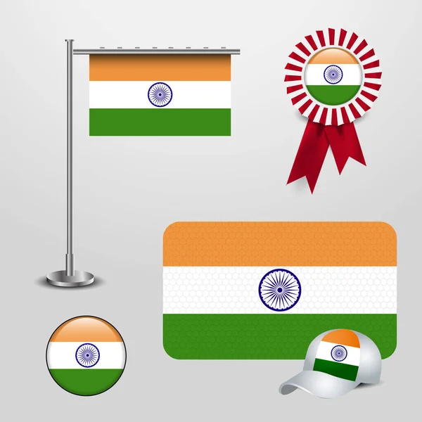 Indiase Vlag Ontwerpen Met Badges Glb Vector — Stockvector