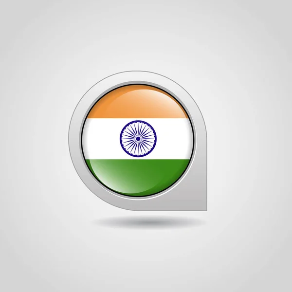 Diseño Bandera India Con Vector Pin Navegación — Vector de stock