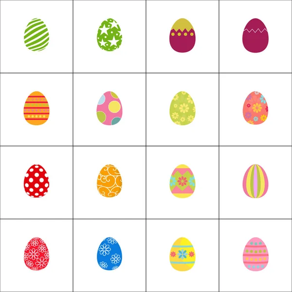 Set Icone Colorate Uova Pasqua Illustrazione Vettoriale — Vettoriale Stock