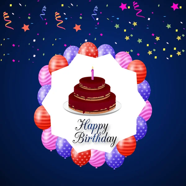 Elegant Design Happy Birthday Greetings Card Colorful Vector Illustration — Stock Vector