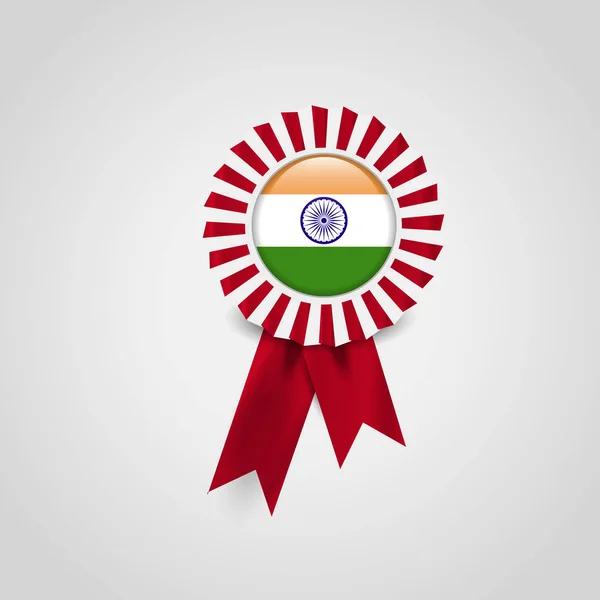 Indiska Flaggan Design Med Badge Vektor — Stock vektor