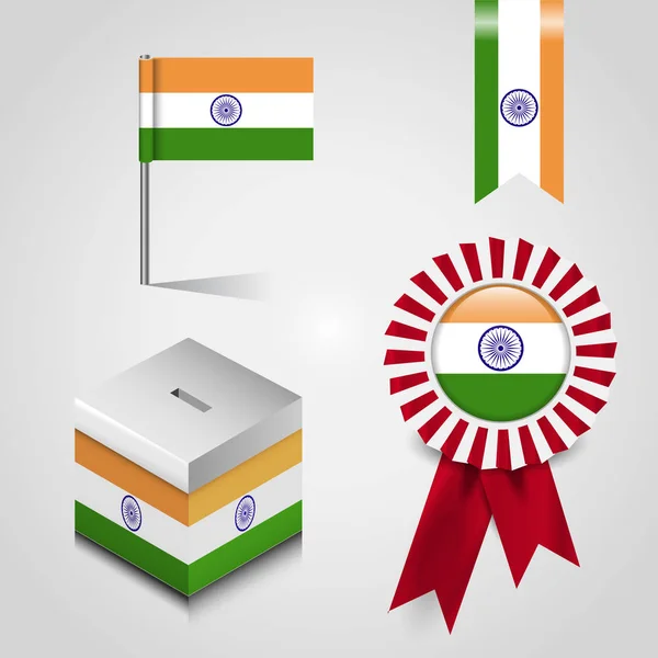 Indian Flag Design Badge Moneybox Vector — Stock Vector