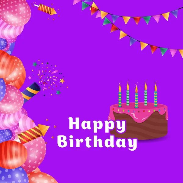 Feliz Cumpleaños Tipografía Diseño Con Fondo Luz — Vector de stock