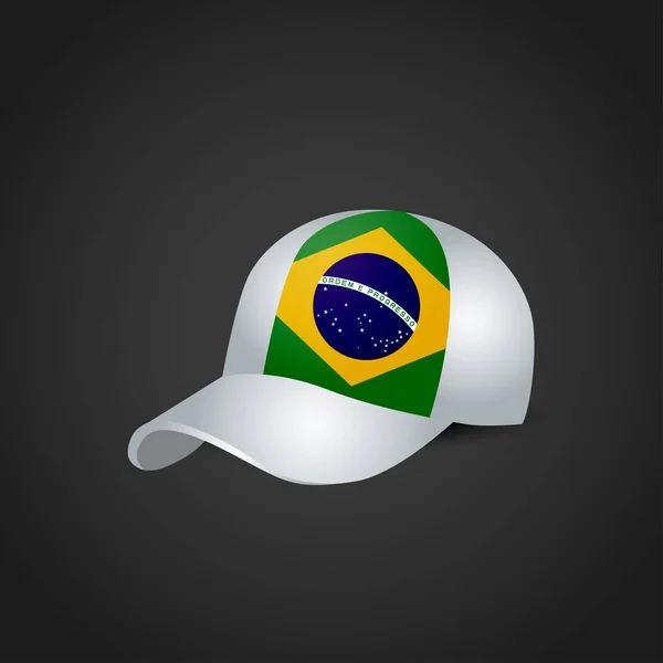 Brasilien Flagga Locket Över Svart Bakgrund — Stock vektor