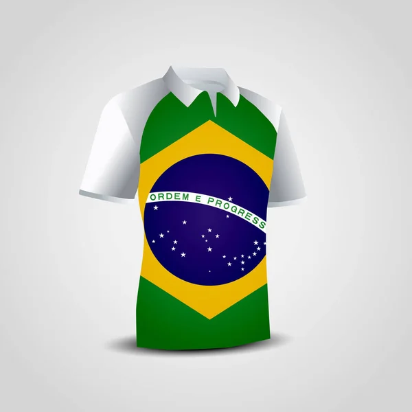 Bandeira Brasil Camiseta Fundo Branco — Vetor de Stock