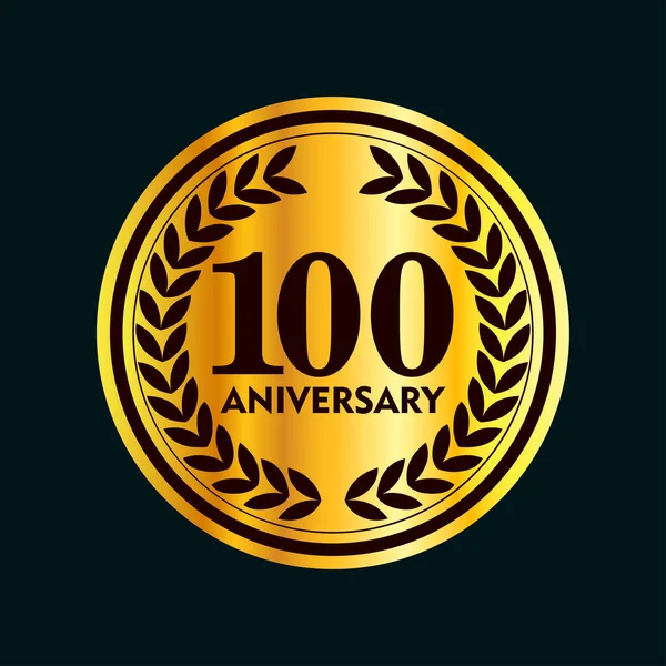 100 Jaar Verjaardag Badges Zwarte Achtergrond — Stockvector