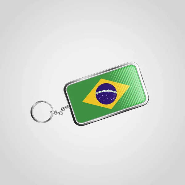 Llavero Con Bandera Brasil Sobre Fondo Blanco — Vector de stock