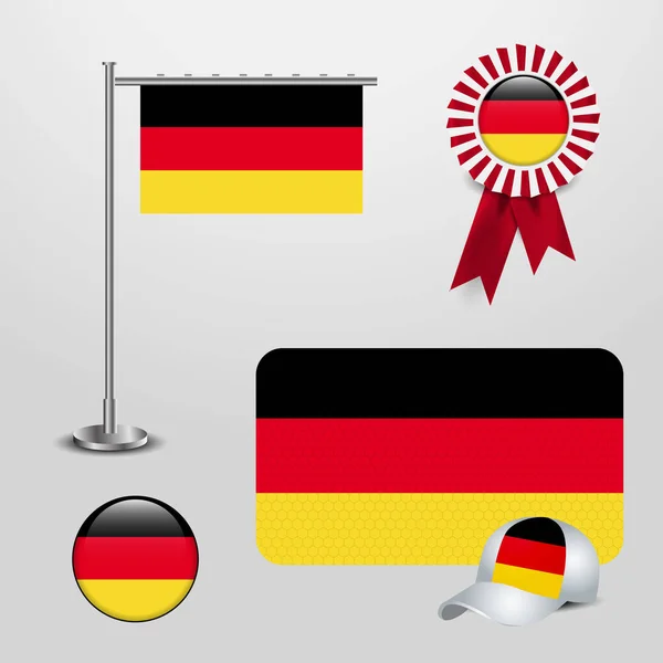 一套东西与德国国旗在白色背景 — 图库矢量图片