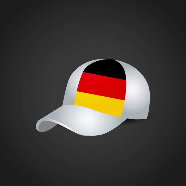 Bandera Alemania Gorra Blanca Bsckground Negro — Archivo Imágenes Vectoriales