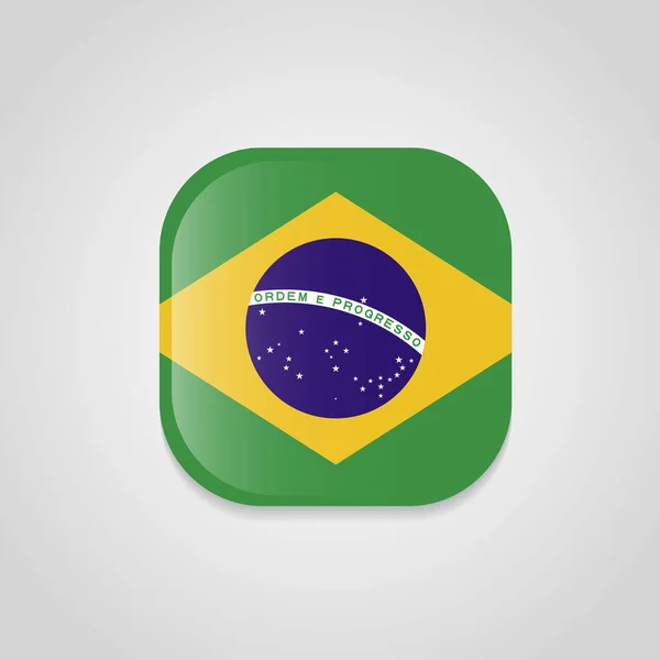 Drapeau Brésil Sur Fond Blanc — Image vectorielle